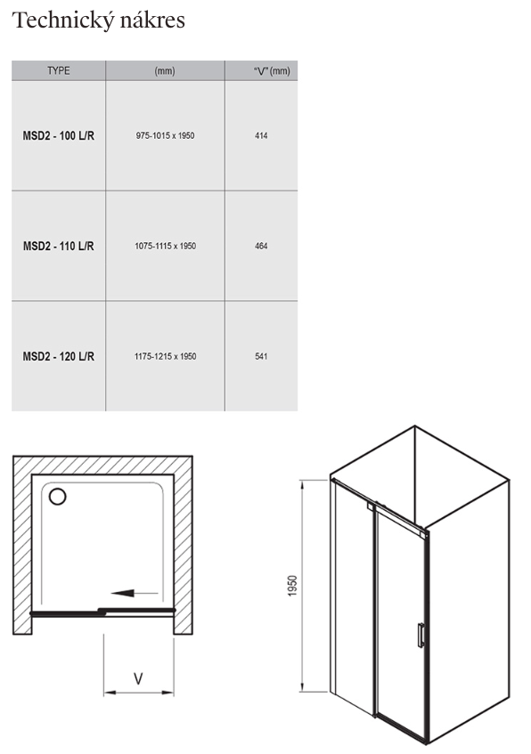 Sprchové dveře Matrix MSD2-technicky-list